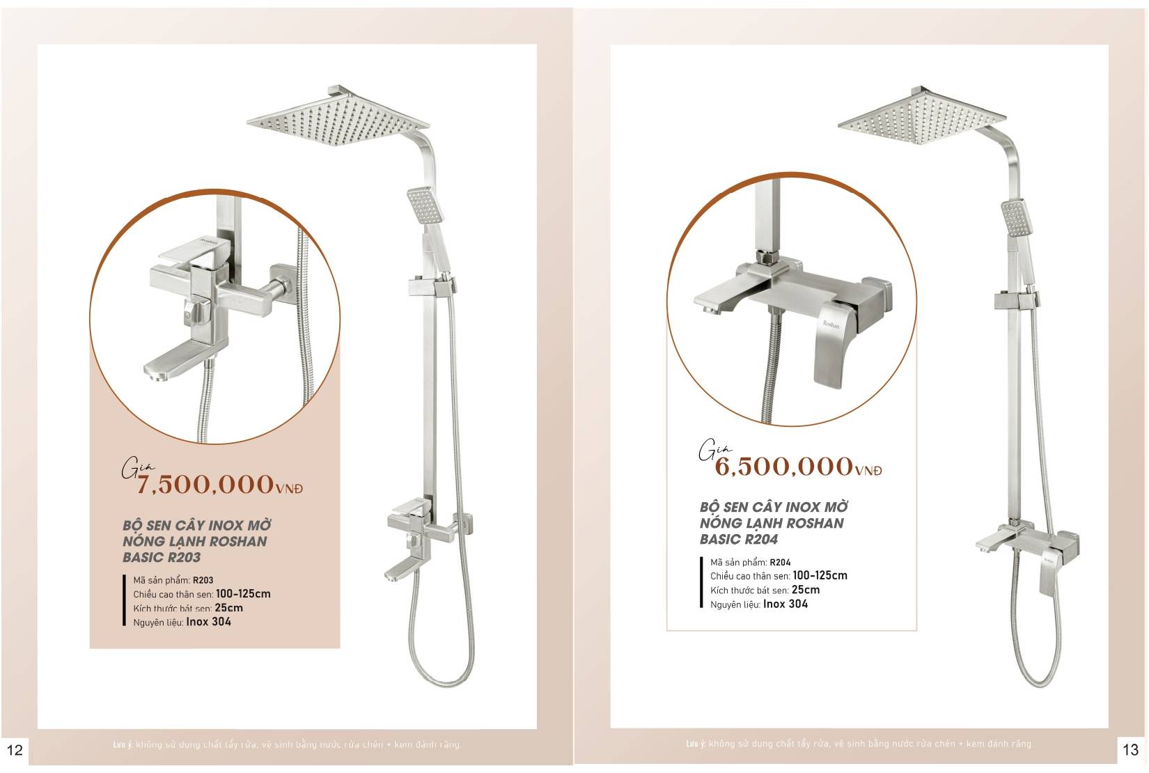 Sen vòi và phụ kiện phòng tắm ROSHAN Catalogue và Bảng giá mới nhất /Page 8 (Roshan R203 / R204)